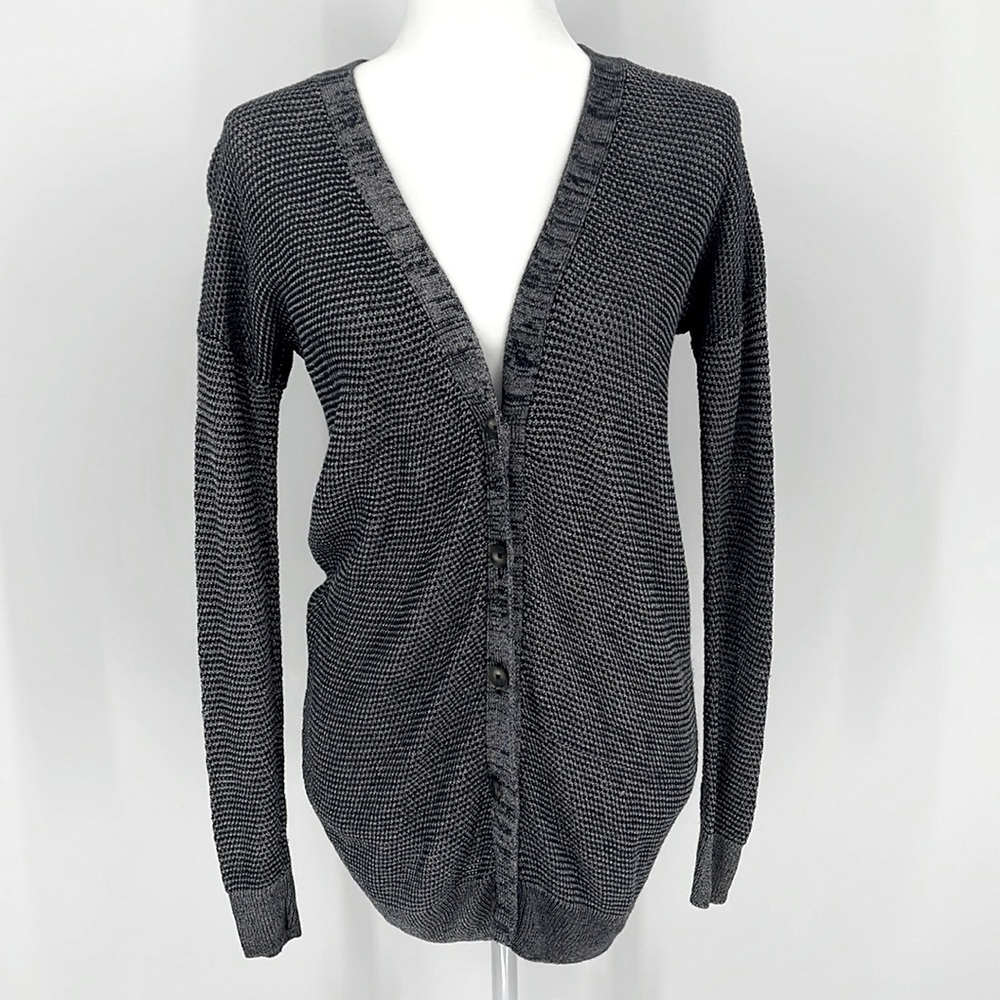 Vince Hand Knit Linen Blend Cardigan Sweater Black & Gray Women’s Size: Small